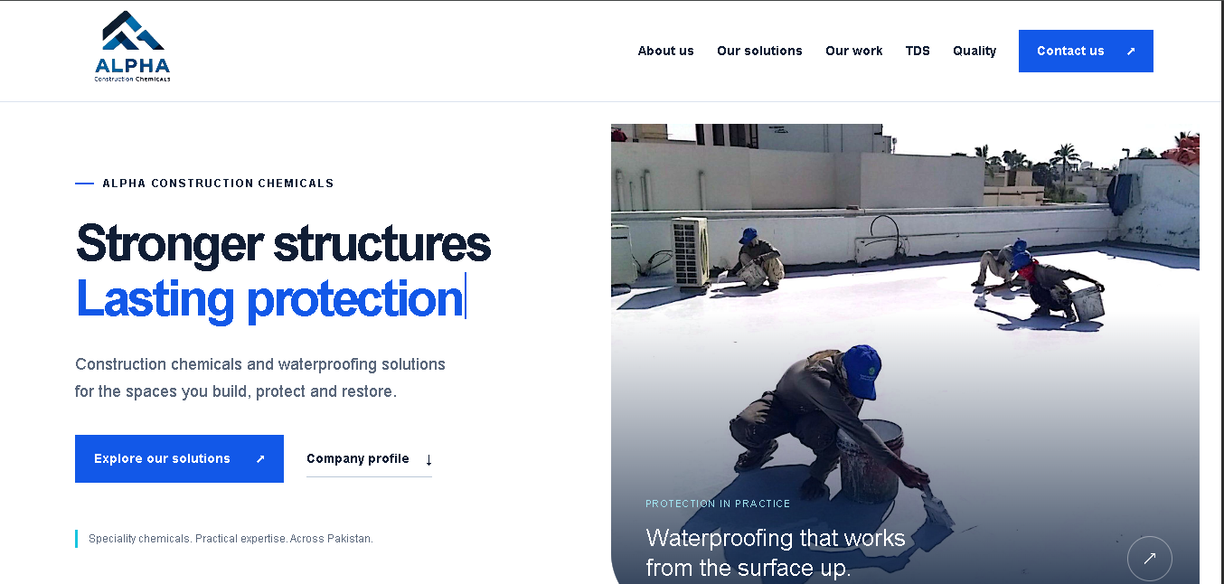 Construction Chemicals Website — actual project screenshot