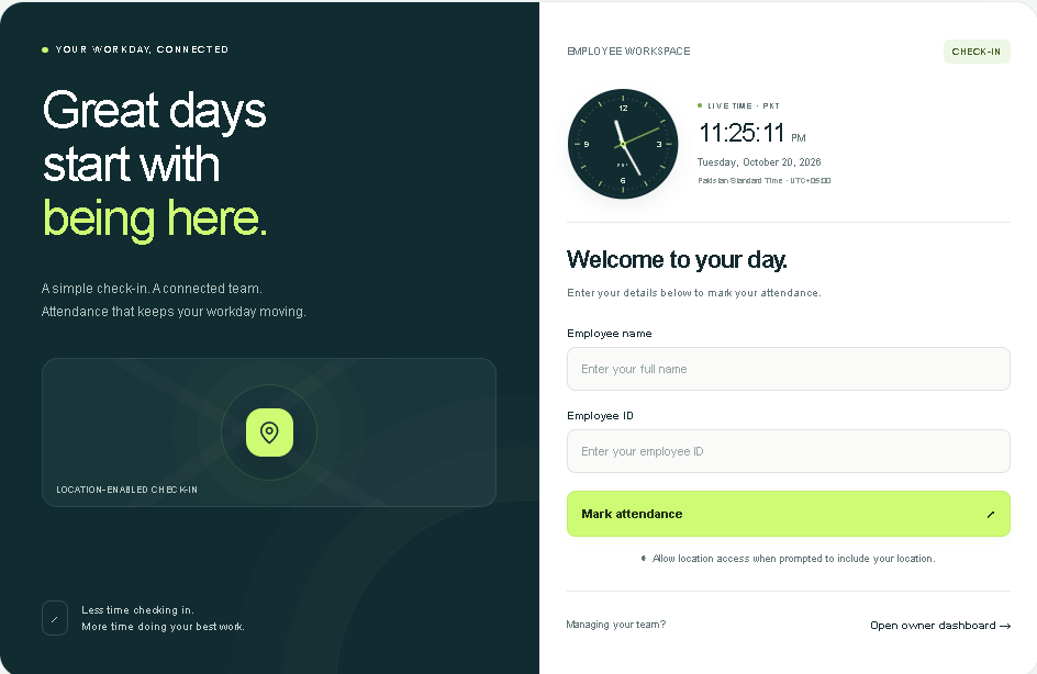 Live Attendance Software — actual project screenshot